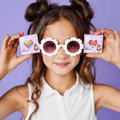 Miss NELLA 妮娜小姐英國 兒童水性眼影(霧面珊瑚粉/珠光天使粉) 1.5g*23