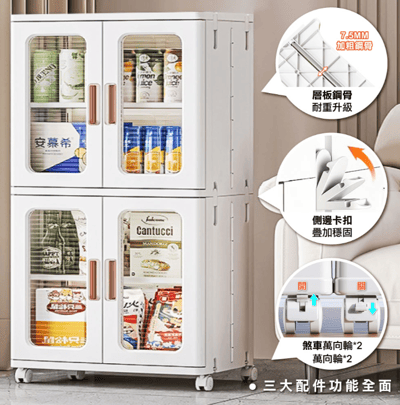 ANDYMAY2巨無霸 360L流川雙開門附輪摺疊收納櫃-66寬-3層(雙開隔6層 1入)3