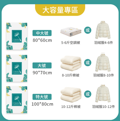 GSBD衣物棉被真空壓縮袋收納袋 加厚真空壓縮袋 旅行壓縮袋 （五入組）3