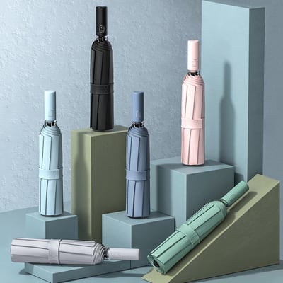 質感大傘面抗風傘 十骨防翻 UPF50+防曬晴雨傘 黑膠抗UV 遮陽降溫自動傘 摺疊傘折疊傘1