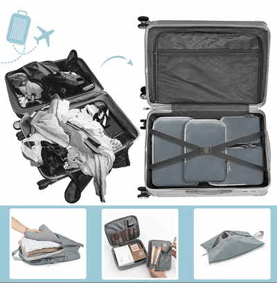 Flymate 壓縮旅行收納袋六件組 衣物收納包鞋袋盥洗包化妝包 機能防潑水抗皺 行李箱分類旅遊壓縮袋5