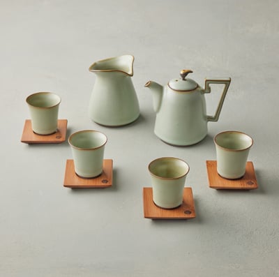 Anta Pottery 安達窯 - 汝窯翠荷 - 泰然茶組 - 10件組(禮盒裝)1