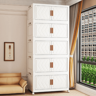 Mr.Box50面寬摺疊雙開門五層收納櫃-附滑輪2