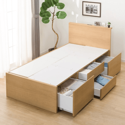 單人床座 床架 N-ZIO-T BOX LBR 附充電孔1