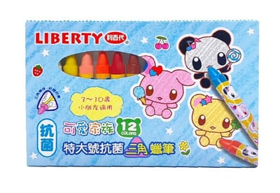 可愛家族特大號抗菌三角蠟筆 12色 畫畫 塗色 繪畫 繪圖 寫作 寫生 手繪 美勞1
