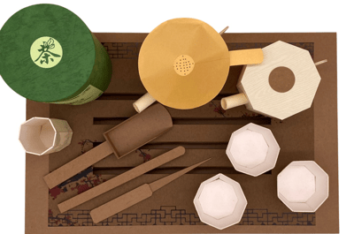 紙紮荷月茶具組2