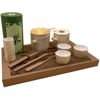 紙紮荷月茶具組1