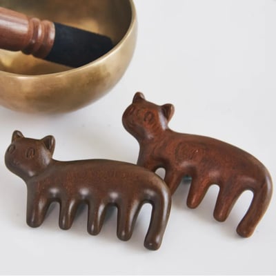 Happy yogi studio 貓咪經絡按摩梳 自然棕 HYS001BRN4