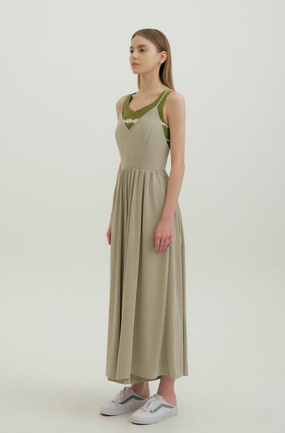 Front2line 瑜珈吊帶闊版長寬褲 卡其綠 FCWSJS003SKK6