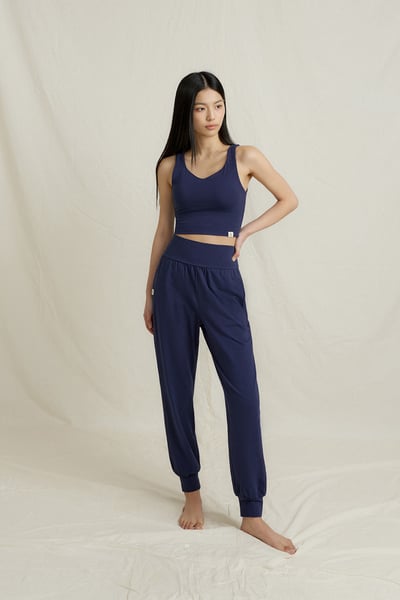 Front2line 輕彈棉 瑜珈胸墊短背心 深海藍4