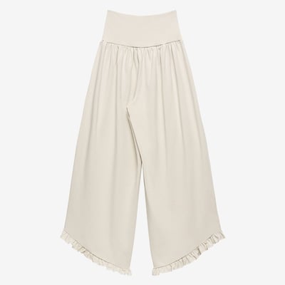 【熱銷】Dhyani 瑜珈花瓣邊闊腿寬褲 椰奶白 CON073CRM7