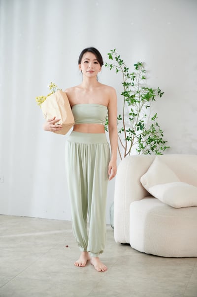 Happy yogi studio 高腰瑜珈束腳寬褲 鼠尾草綠 HYS007GRN4