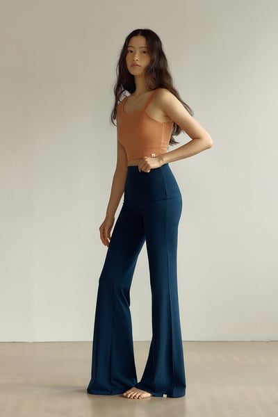 【熱銷】Dhyani 超高腰靴型喇叭褲 深海藍 CON092NAV