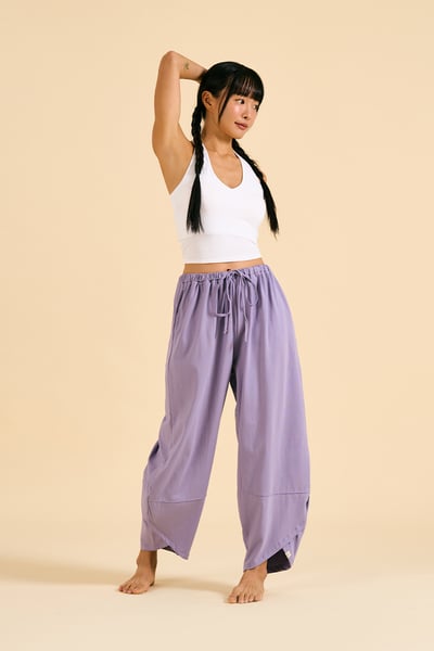 【熱銷】Dhyani 瑜珈闊腿款收腳寬褲 海風紫 CON059PUR