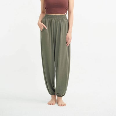 Sohamsoham 飄飄瑜珈束腳寬褲 墨綠 SOH014KHA1