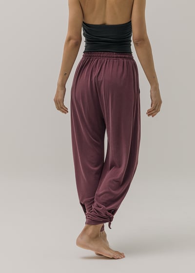 【熱銷】Sohamsoham 瑜珈兩穿開岔直筒褲 棕紫色 SOH009PUR5