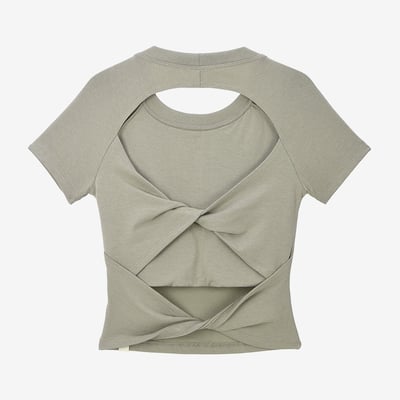 【熱銷】Dhyani 扭結胸墊短T恤 石灰色 CON094GRY8