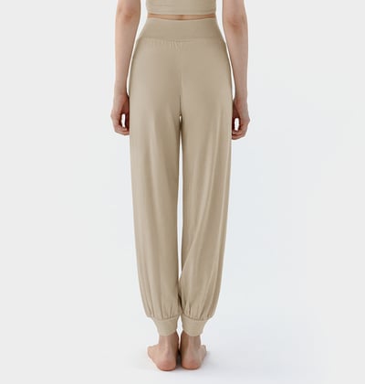 【熱銷】Conchwear 幕斯棉 瑜珈小寬鬆款束腳寬褲 珍珠種子白 CON033IVY