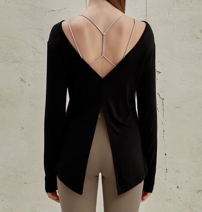 【熱銷】Conchwear 瑜珈兩穿長袖罩衫 黑色 CON048BLK7