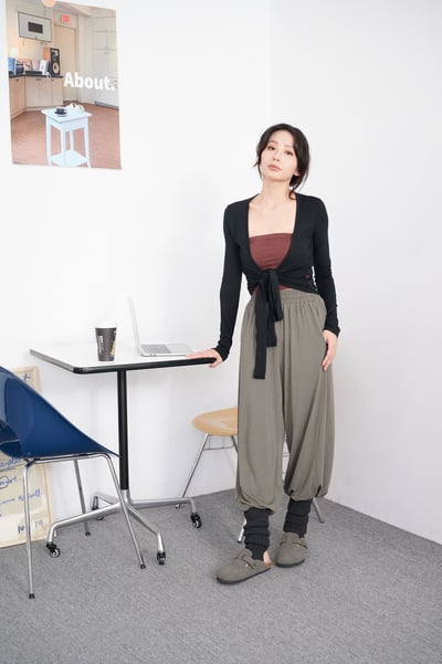 Sohamsoham 飄飄瑜珈束腳寬褲 墨綠 SOH014KHA6