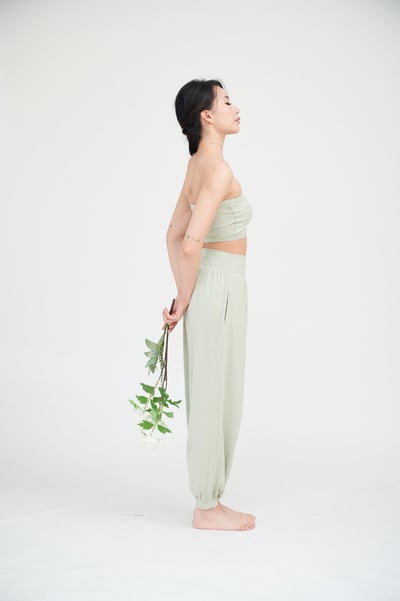 Happy yogi studio 高腰瑜珈束腳寬褲 鼠尾草綠 HYS007GRN2