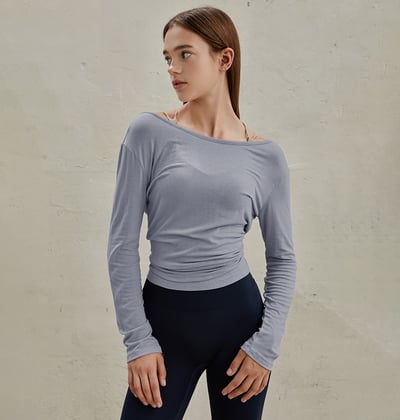 【熱銷】Conchwear 瑜珈兩穿長袖罩衫 霧霾藍 CON048BLU1