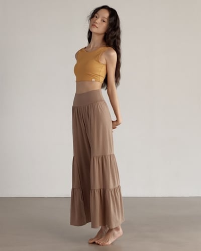 【熱銷】Dhyani 瑜珈蛋糕闊腿褲 核桃棕 CON071BRN