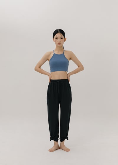 【熱銷】Sohamsoham 瑜珈兩穿開岔直筒褲 黑色 SOH009BLK