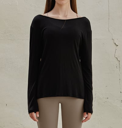 【熱銷】Conchwear 瑜珈兩穿長袖罩衫 黑色 CON048BLK5