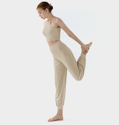 【熱銷】Conchwear 幕斯棉 瑜珈小寬鬆款束腳寬褲 珍珠種子白 CON033IVY