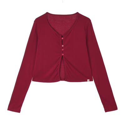 Dhyani 開襟長袖罩衫 紅色 CON124RED5