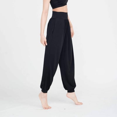 Happy yogi studio 高腰瑜珈束腳寬褲 黑色 HYS007BLK1