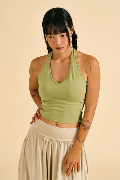 Dhyani V領線條胸墊背心 淺綠色 CON135GRN2