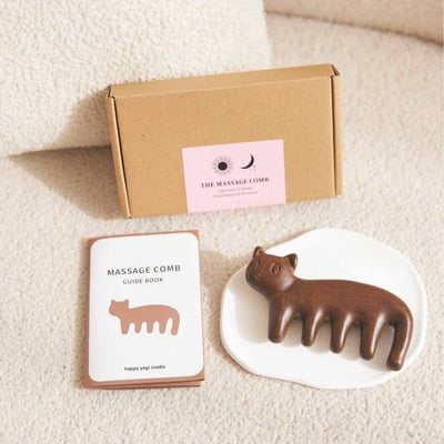 Happy yogi studio 貓咪經絡按摩梳 自然棕 HYS001BRN15