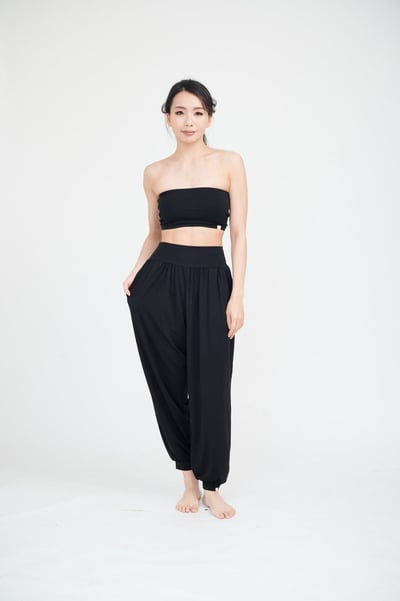 Happy yogi studio 高腰瑜珈束腳寬褲 黑色 HYS007BLK2