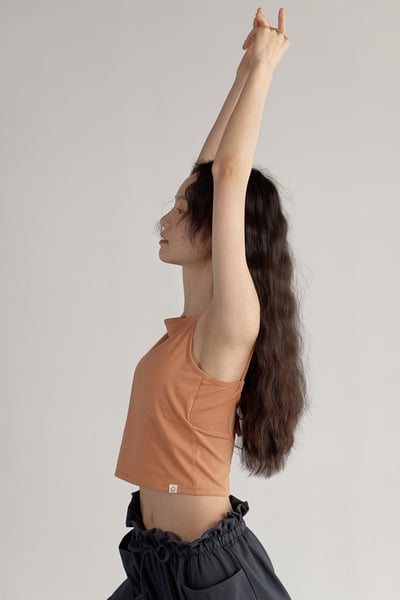 【熱銷】Dhyani 瑜珈後綁帶胸墊短背心 楓葉橙 CON036ORG5