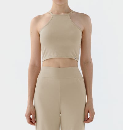 Conchwear 幕斯棉 瑜珈吊帶胸墊短背心 珍珠種子白 CON032IVY4