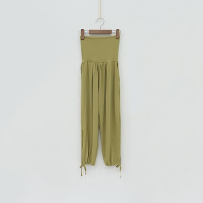【6色】Sohamsoham 瑜珈側開岔綁帶束腳寬褲 橄欖綠 SOH001OLV6