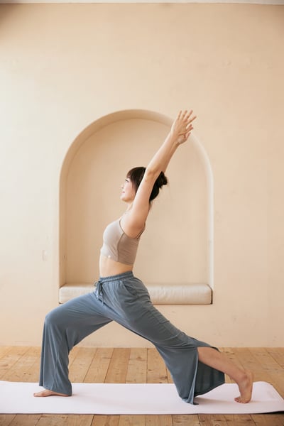 【熱銷】Sohamsoham 瑜珈兩穿開岔直筒褲 藍灰色 SOH009GRY3