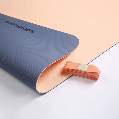 Moaclass 雙面兩用健身瑜珈墊 蜜桃-靛藍 MOA013