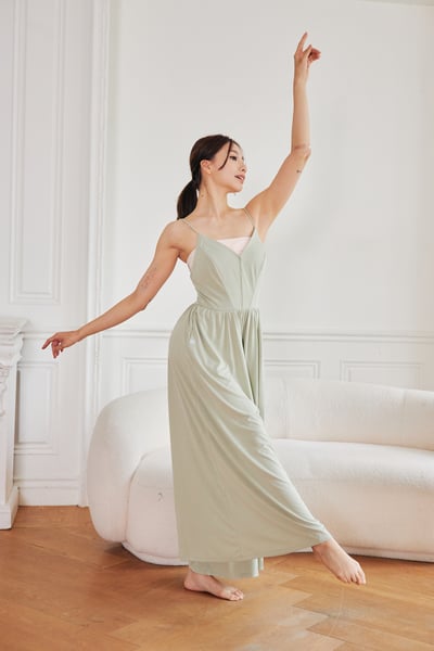 Front2line 瑜珈吊帶闊版長寬褲 卡其綠 FCWSJS003SKK2