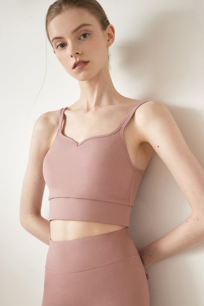 Parsley Allay M領瑜珈胸墊短背心 粉彩紅 P22BR008PNK2