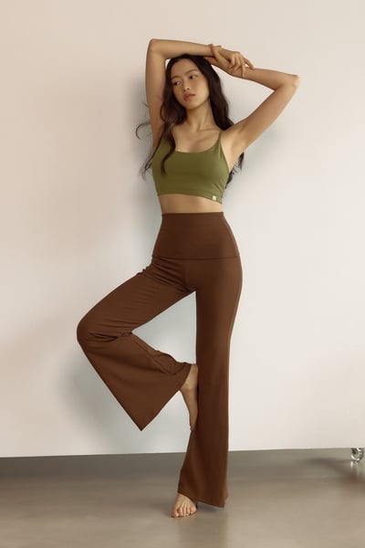 【熱銷】Dhyani 超高腰靴型喇叭褲 棕色 CON092BRN