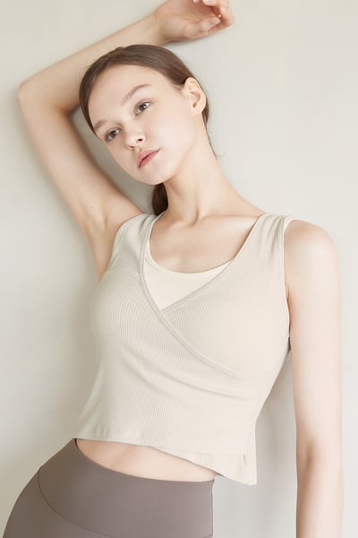 Parsley 細坑紋無袖短罩衫 燕麥奶 P22TS017GRY4