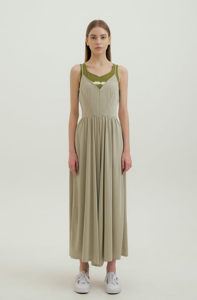 Front2line 瑜珈吊帶闊版長寬褲 卡其綠 FCWSJS003SKK5