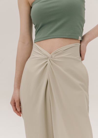 【2色】Sohamsoham 瑜珈扭結直筒收腳褲 象牙白 SOH004IVY