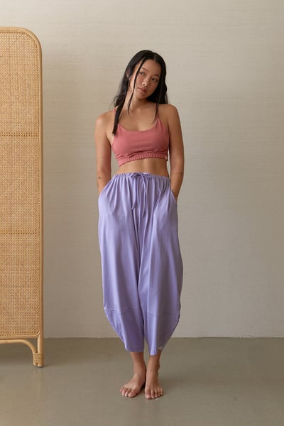 【熱銷】Dhyani 瑜珈闊腿款收腳寬褲 海風紫 CON059PUR