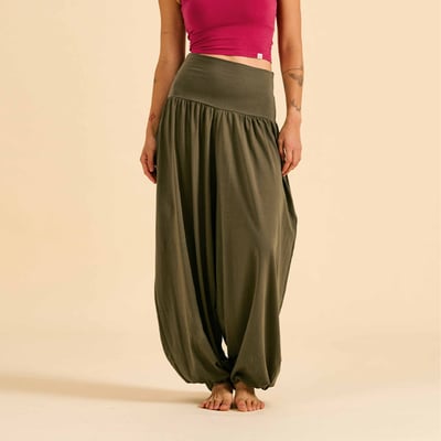 Dhyani 流動束腳氣球寬褲 墨綠 CON136GRN