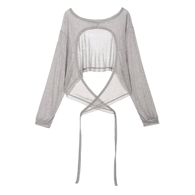 Dhyani 面紗造型綁帶長袖罩衫 花灰 CON140GRY8