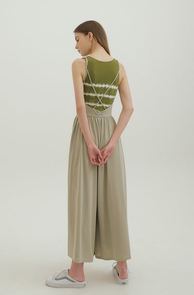 Front2line 瑜珈吊帶闊版長寬褲 卡其綠 FCWSJS003SKK7